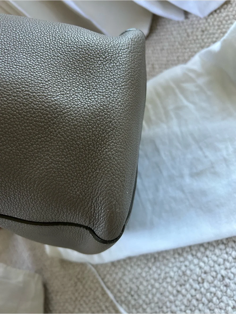 Celine Leather Small Cabas Phantom w/ Belt in Taupe